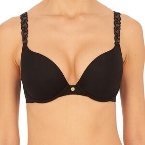 Natori 731080 Women's Size 32G Pure Luxe Push-up Underwire Rose Dream Black New